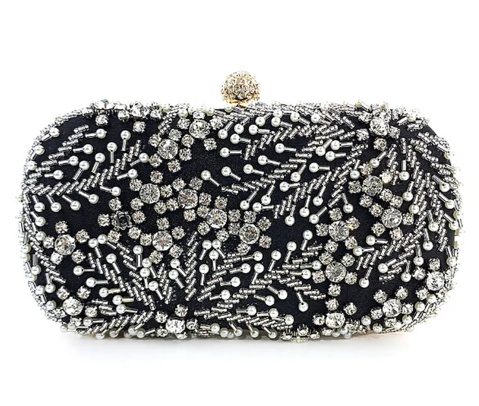 Luxury Crystal Pearl Clutch Bag - Elegant Embroidered Evening and Bridal Purse - Perfect Wedding Shoulder Bag ZD1529