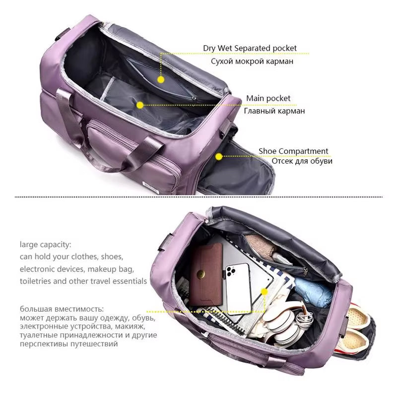 Large Capacity Weekender Duffle Bag with Shoe Compartment - Perfect for Travel & Fitness!