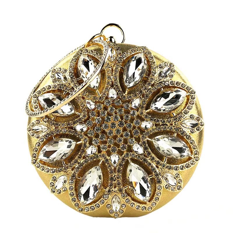 Chic Green Round Clutch Bag for Women - Exquisite Crystal Evening Purse & Chain Shoulder Handbag ZD1244