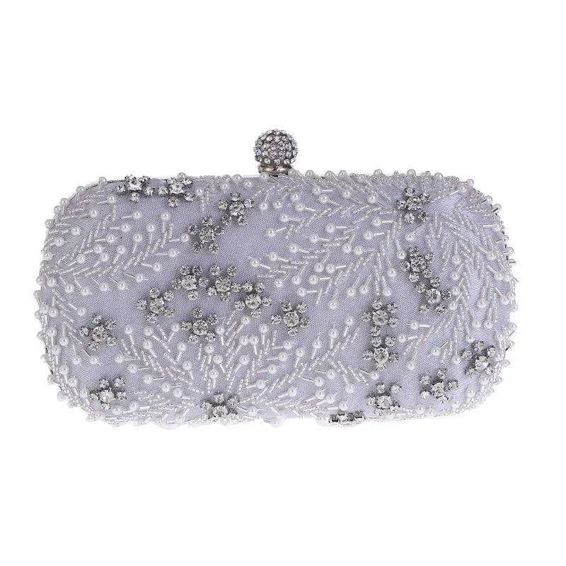 Luxury Crystal Pearl Clutch Bag - Elegant Embroidered Evening and Bridal Purse - Perfect Wedding Shoulder Bag ZD1529