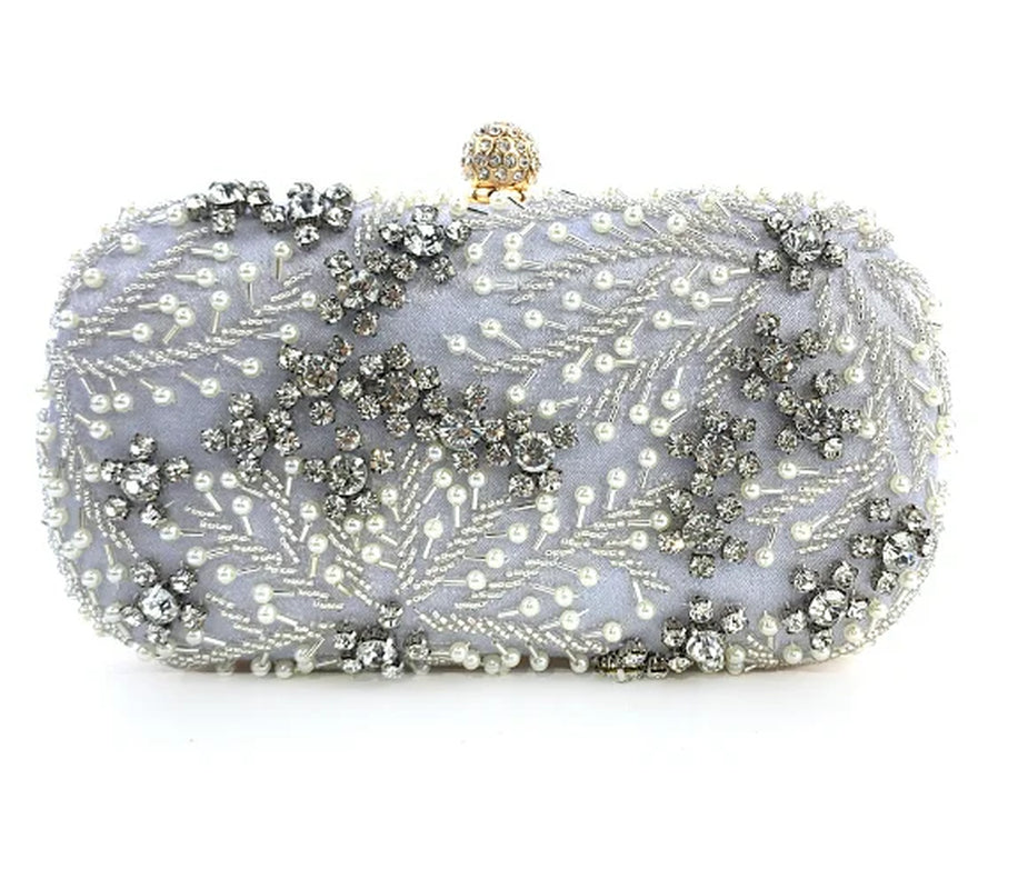 Luxury Crystal Pearl Clutch Bag - Elegant Embroidered Evening and Bridal Purse - Perfect Wedding Shoulder Bag ZD1529