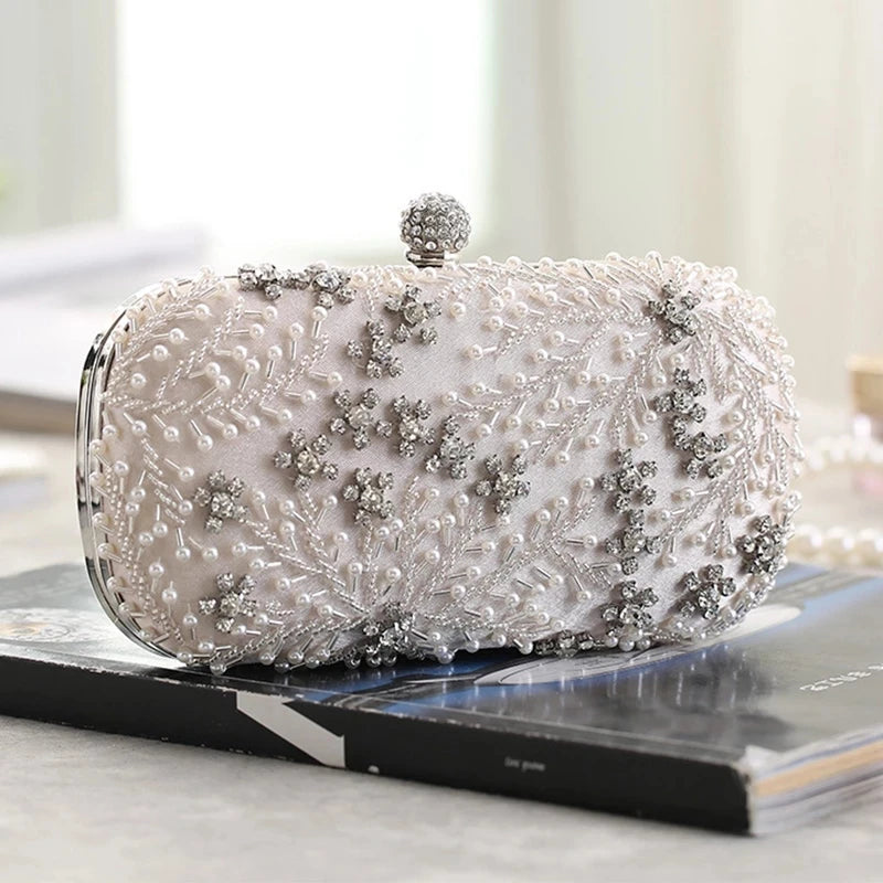 Luxury Crystal Pearl Clutch Bag - Elegant Embroidered Evening and Bridal Purse - Perfect Wedding Shoulder Bag ZD1529