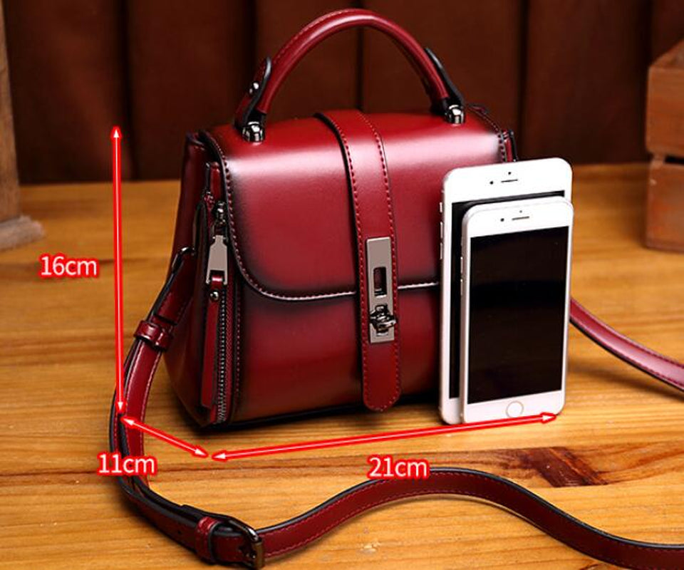 Chic Vintage Cowhide Crossbody Handbag for Women