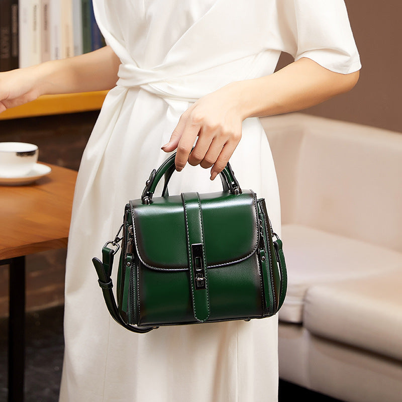 Chic Vintage Cowhide Crossbody Handbag for Women