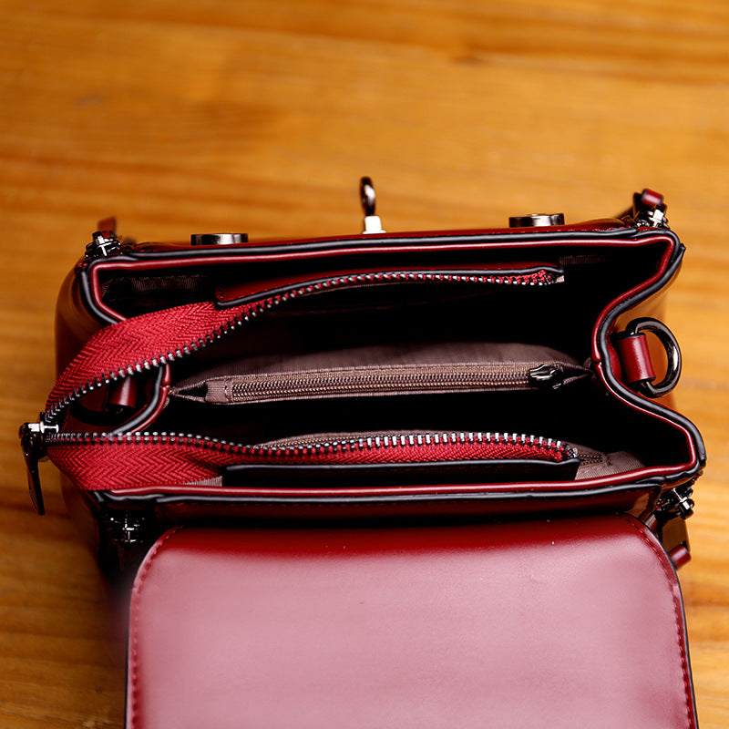 Chic Vintage Cowhide Crossbody Handbag for Women