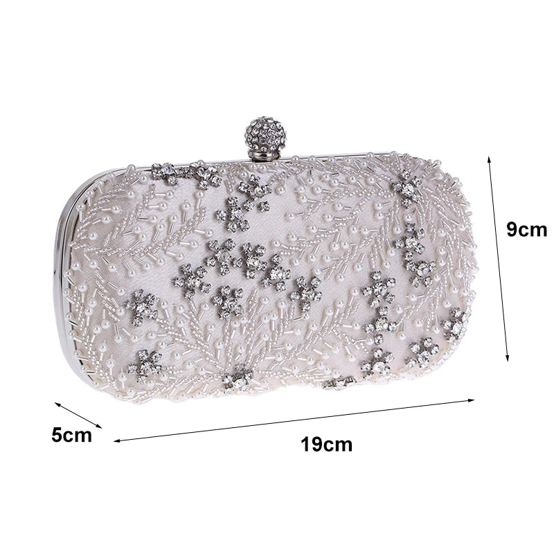 Luxury Crystal Pearl Clutch Bag - Elegant Embroidered Evening and Bridal Purse - Perfect Wedding Shoulder Bag ZD1529