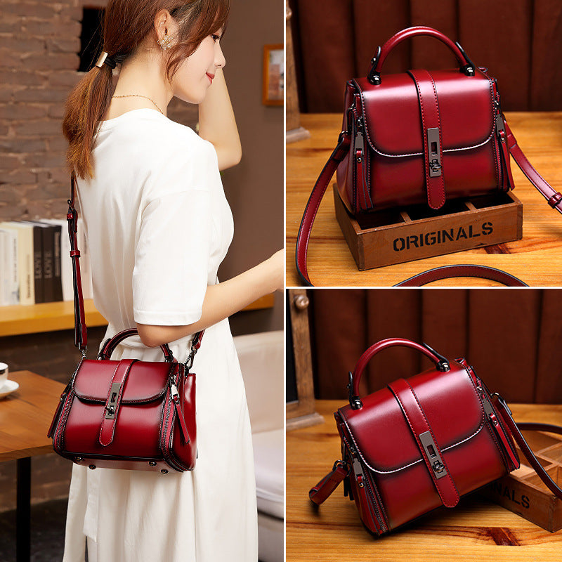 Chic Vintage Cowhide Crossbody Handbag for Women