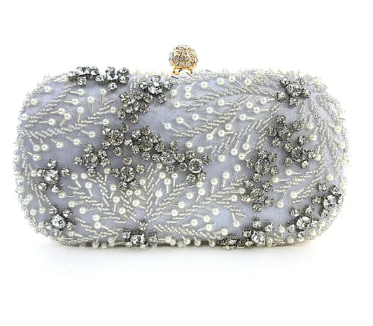 Luxury Crystal Pearl Clutch Bag - Elegant Embroidered Evening and Bridal Purse - Perfect Wedding Shoulder Bag ZD1529
