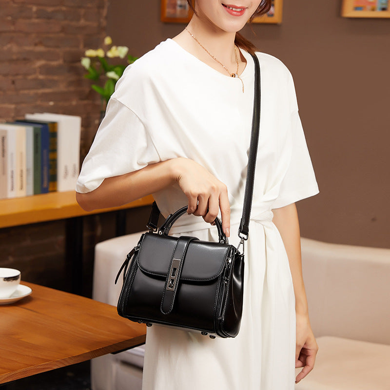 Chic Vintage Cowhide Crossbody Handbag for Women