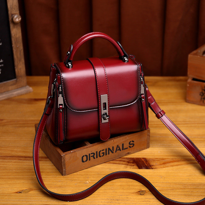Chic Vintage Cowhide Crossbody Handbag for Women