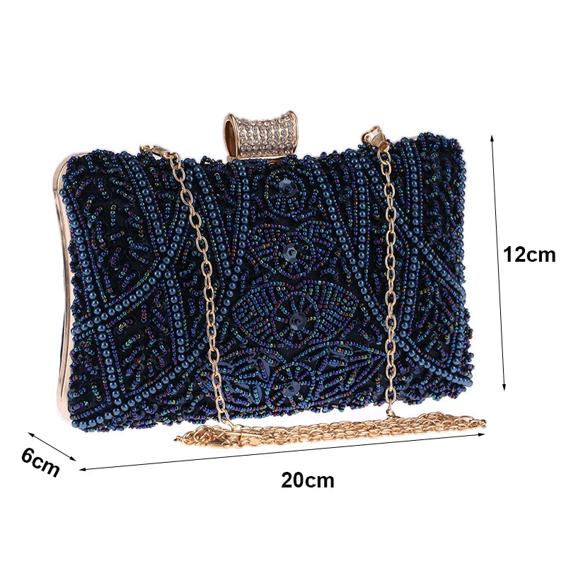 Luxury Handmade Apricot Pearl Evening Clutch Bag for Women - Perfect for Weddings and Parties - ZD1536