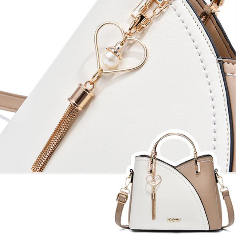 Chic Color Block Crossbody Handbag with Love Tassel Detail for Women