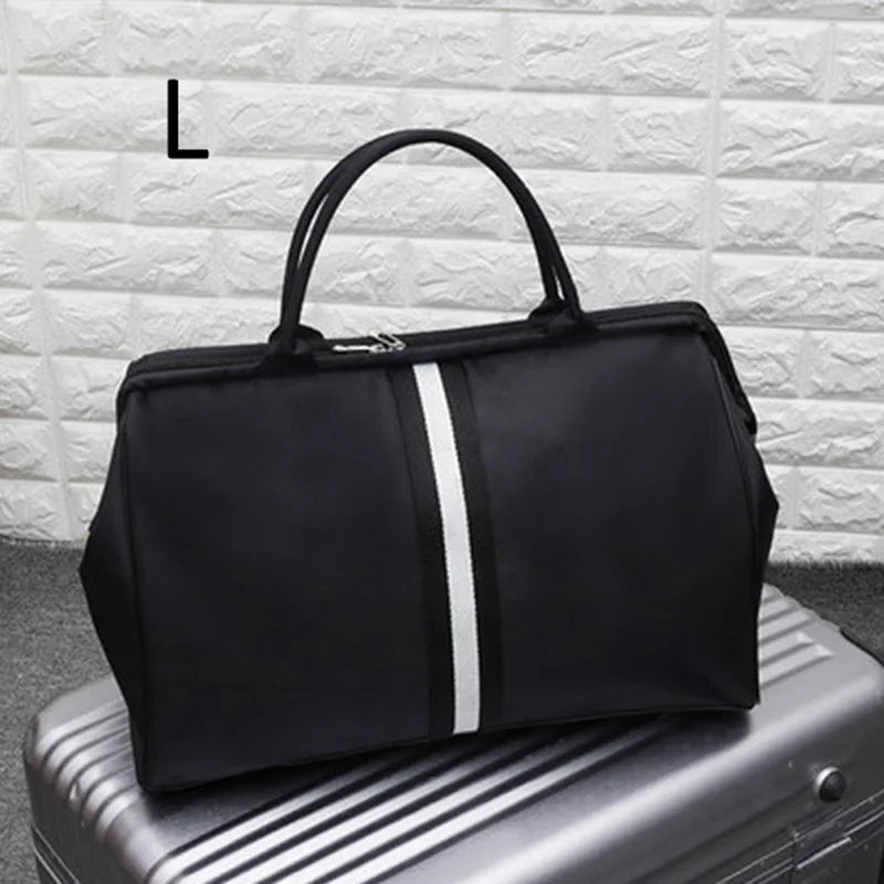 Stylish Women’s Overnight Fitness Bag - Spacious Stripe Yoga Gym Travel Bag, Lightweight & Foldable Outdoor Companion